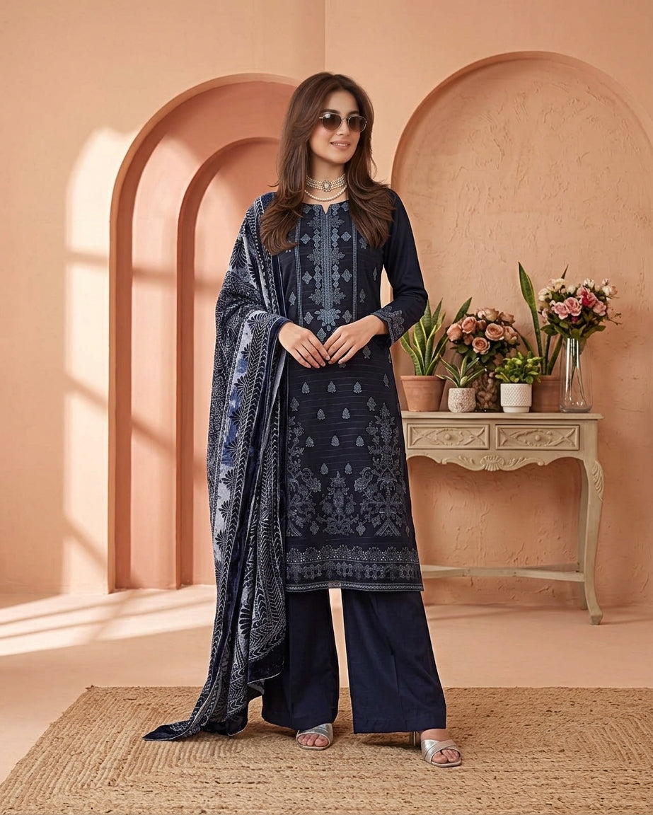 Velvet Shawl with Dhanak Shirt and Trouser